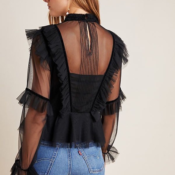 Anthropologie Maggie Sheer Victorian Blouse - Picture 2 of 6